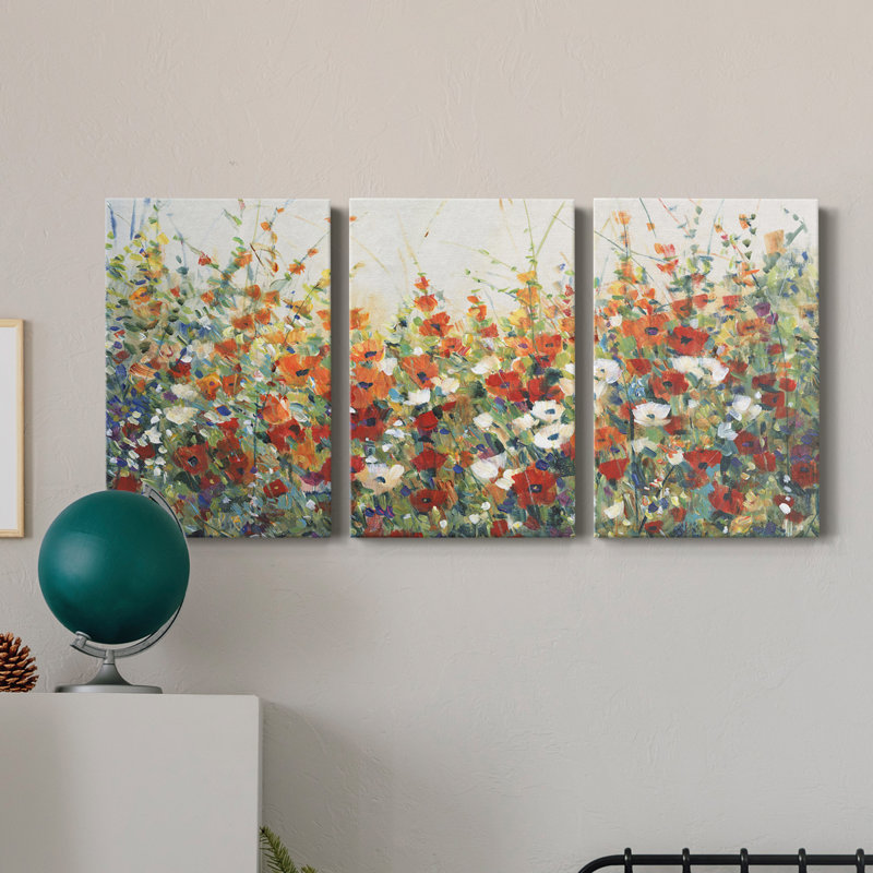 Garden In Bloom I - Toile tendue avec châssis de qualité supérieure - Prêt à être accroché, H 27 po x l 54 po x P 1 po
