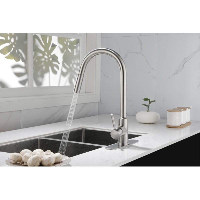 Kitchen Faucet With Pull Down Sprayer, Brushed Nickel