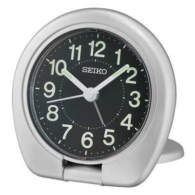 QHT018ALH Travel Clock, Metallic Silver
