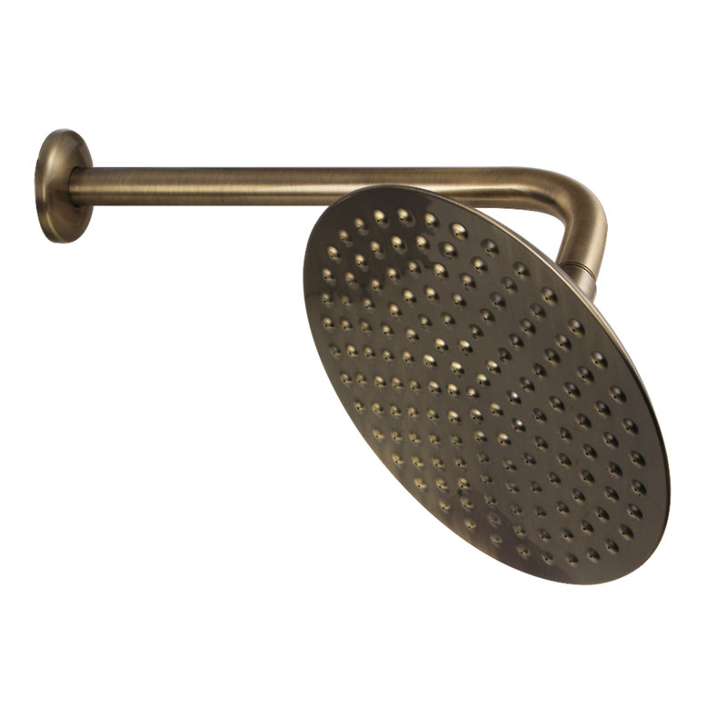 Kingston Brass Shower Scape 7-3/4-Inch Round Raindrop Brass Shower Head with 12-Inch Shower Arm, Antique Brass