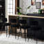 4 tabourets de bar rembourrés en tissu moderne - base en métal pour la salle à manger, le salon noir, élégant et confortable 4 pièces rembourrés, café noir, cuisine, très tendance-385911835-385911837