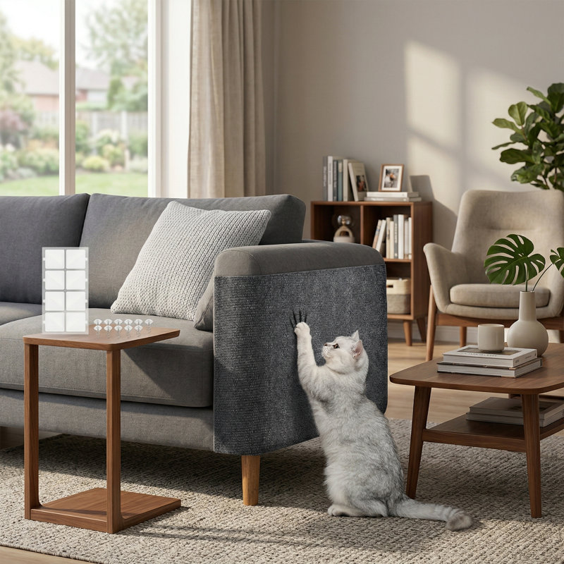 Tapis à griffer pour chat Trempable, auto-adhésif, gris foncé 78,7 x 15,8 po