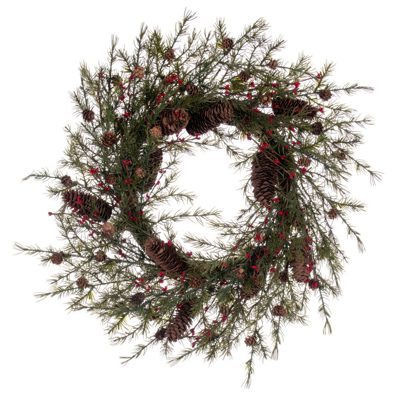Couronne à feuilles en polyester 22 po