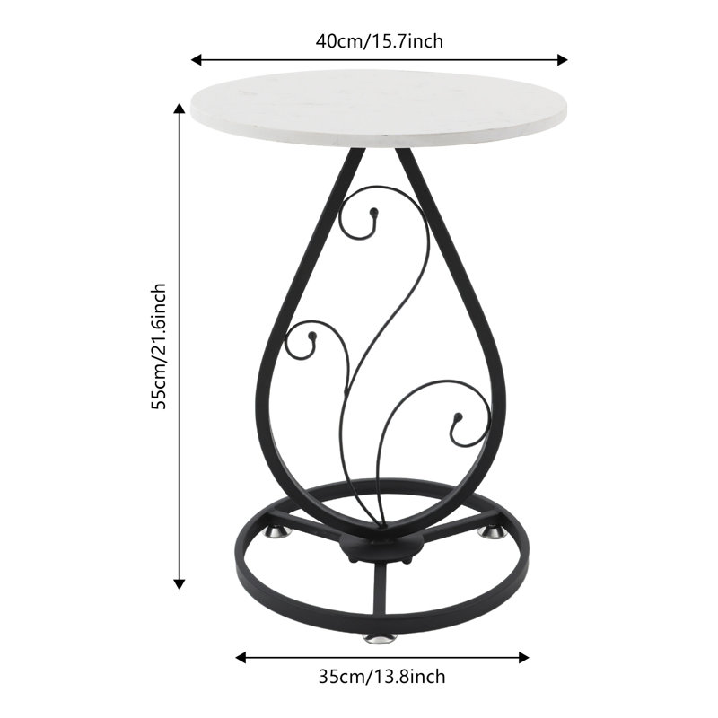 Table d'appoint ronde avec plateau de table et table de chevet décorative, Black