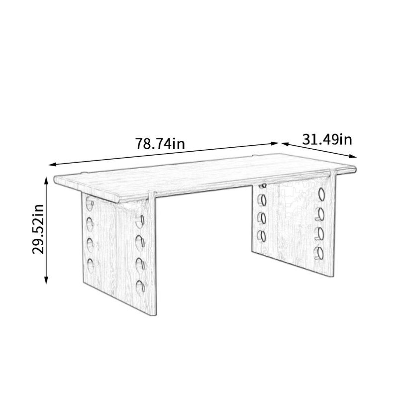 Bureau d'écriture en bois de frêne, Brun, H 29,52 po x l 78,74 po x P 31,49 po