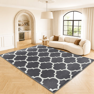 Abstract Machine Printed Shag Area Rug
