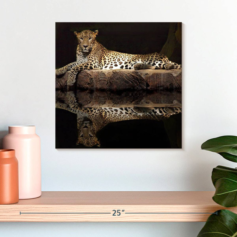 Brampt Leopard Water Reflection, 16" H x 16" W