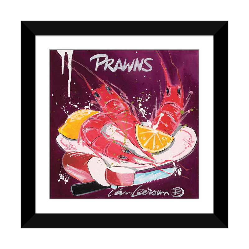 « langoustines », impression sur toile, Papier d'art encadré noir, Blanc, H 24 po x l 24 po x P 1 po