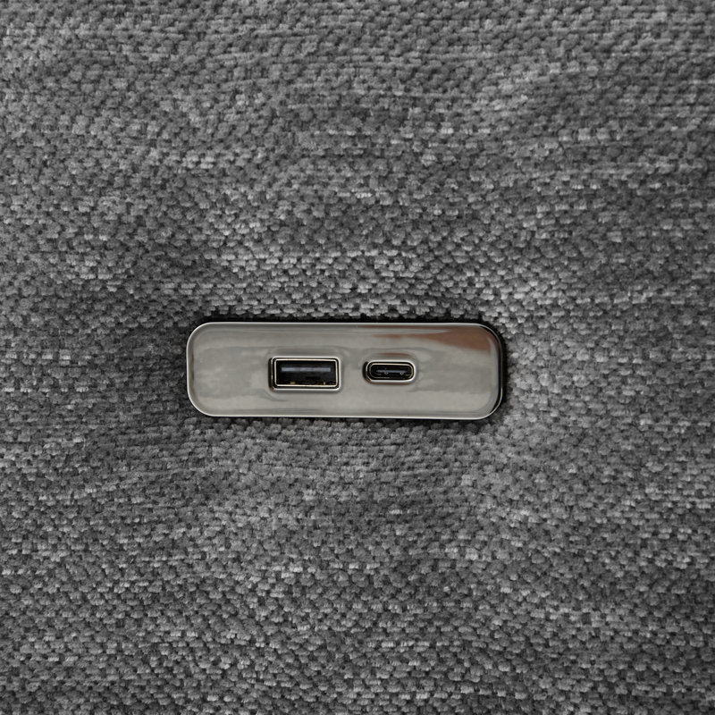 L-Shaped, Sectional , Living Room, Movable , Ports, Phone Holder, Chenille Upholstery, Grey Grey, Modular, Bed, Reconfigurable Charging, Lumbar Pillows, Easy To Assemble