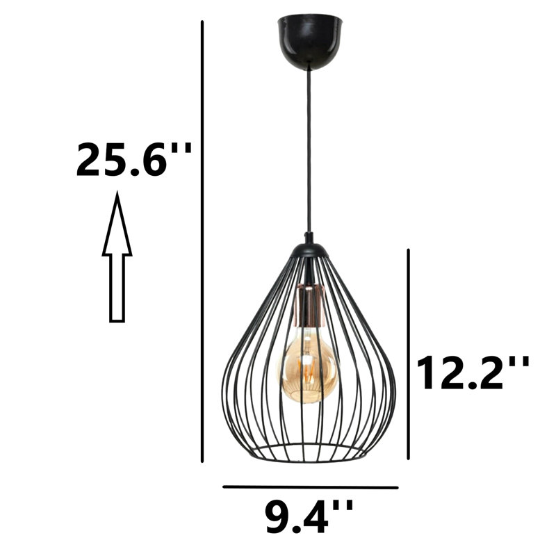 Luminaire suspendu simple en métal à hauteur réglable