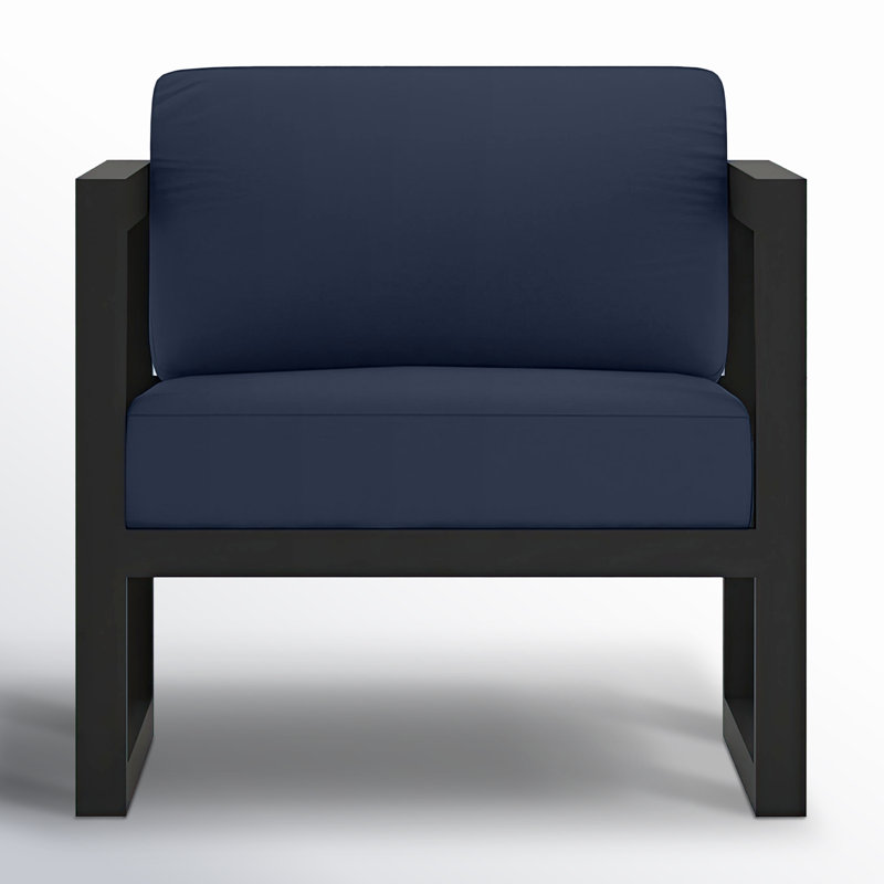 Avion 3 Piece Sofa Loveseat Set, Spectrum Indigo Sunbrella®, Black