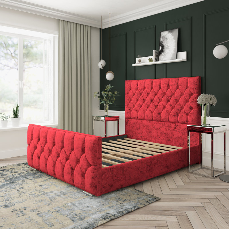 Upholstered Platform Bed, Kingsize (5'), Red