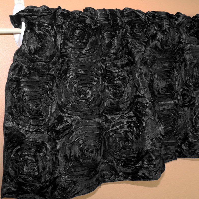 Floral Tailored Window Valance, 54" W x 16" L, Black