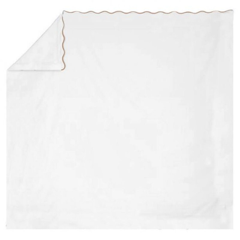 400TC Cotton Scallop Embroidery Cotton 4 Piece Sheet Set Fitted Sheet Fits Upto 16" Deep Pocket, Taupe, Yes