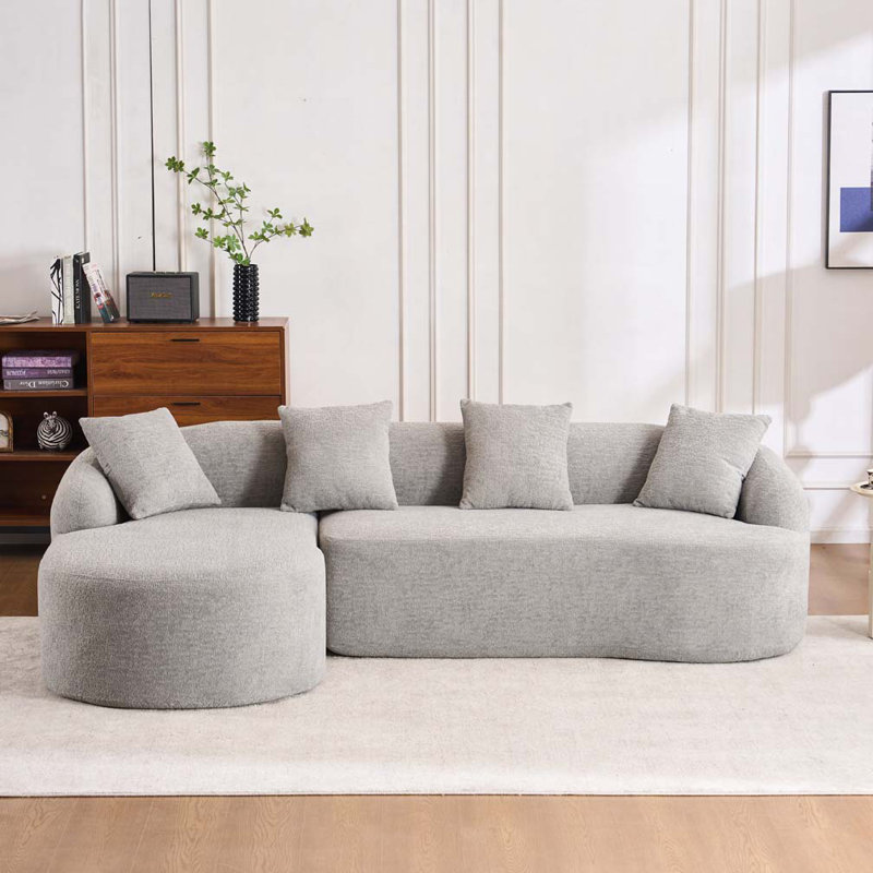 Canapé modulaire en L Chenille, Gris clair