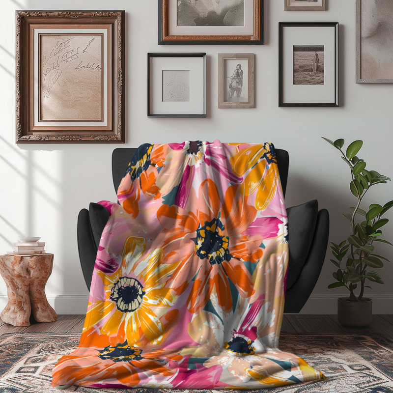 Seasonal Flower Art - 1 pièce Sherpa Premium, Grand lit