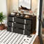 Commode 6 tiroirs 47 po, armoire de rangement en MDF avec détails en métal-637946054