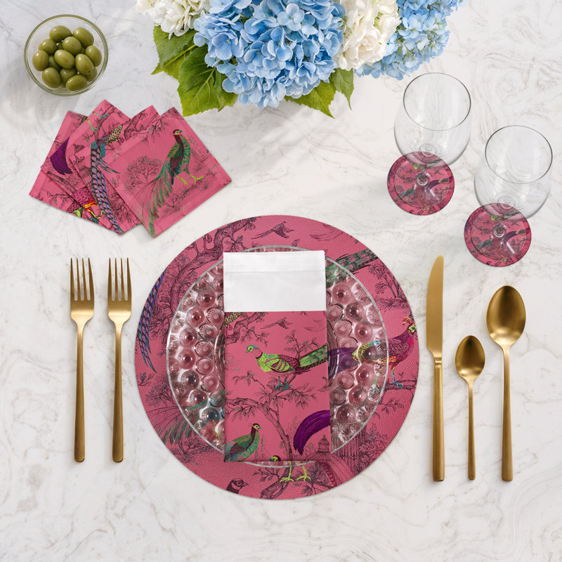 Pheasant Fall Sauvage Cotton Sateen Cocktail Napkins, Paprika