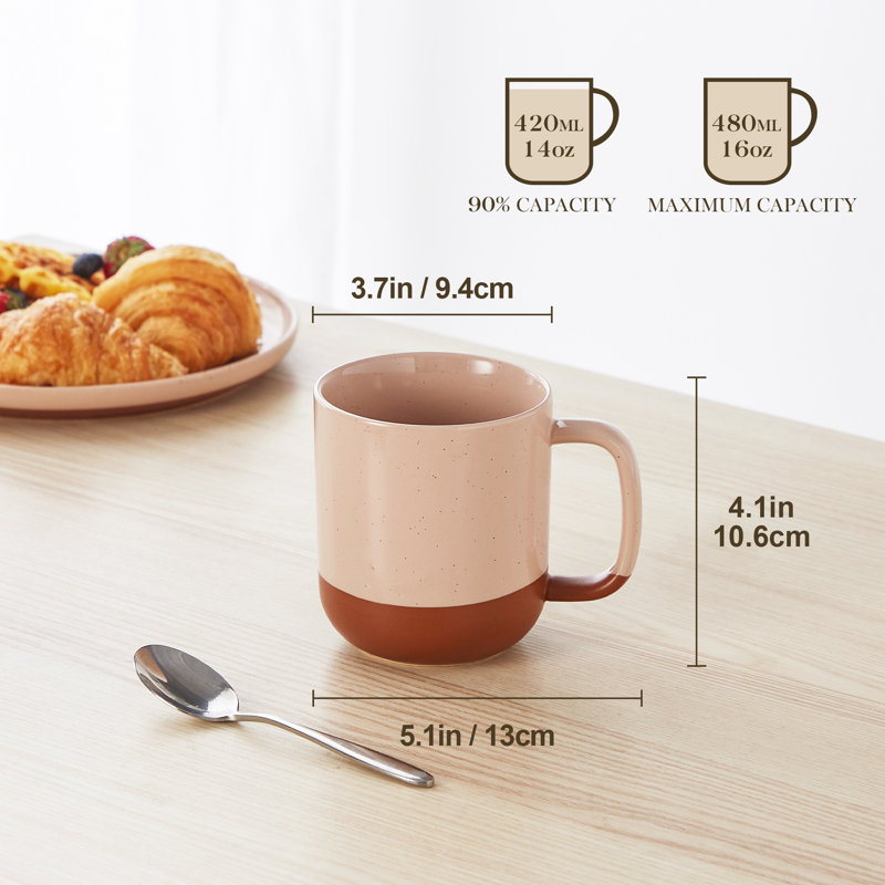 2-Piece 480ml Sesame Glaze Stoneware Mug Set , Brown/Pink