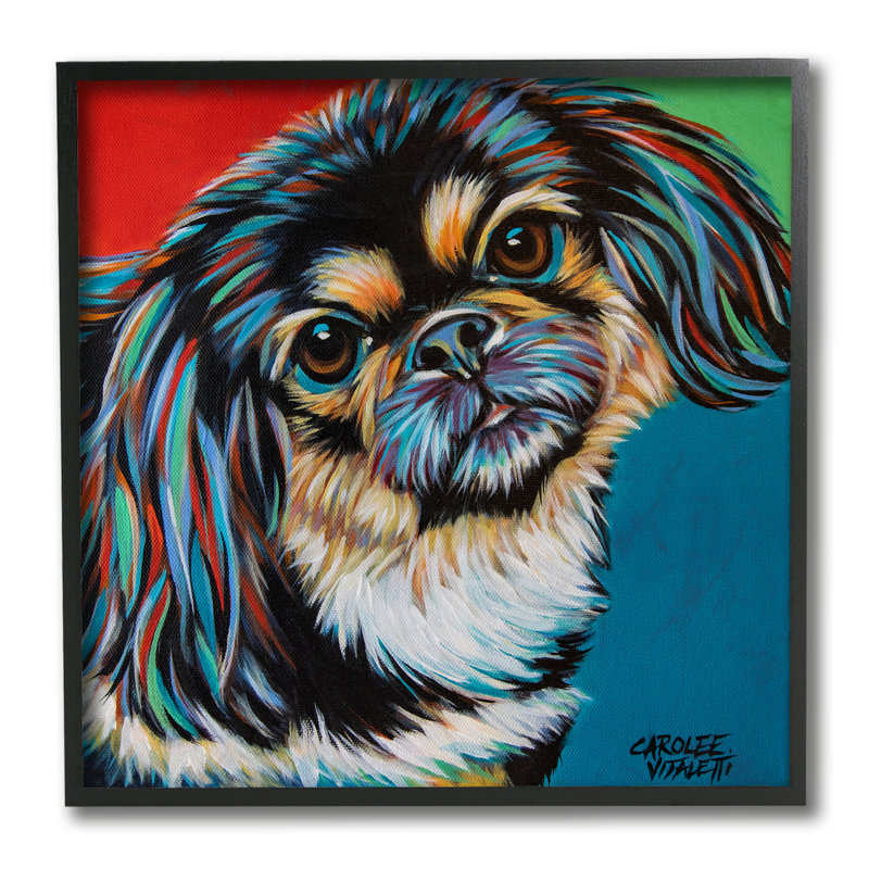 «Spaniel Dog Portrait Chroma Pop» par Carolee Vitaletti - impression sur toile, H 12 po x l 12 po x P 1,5 po