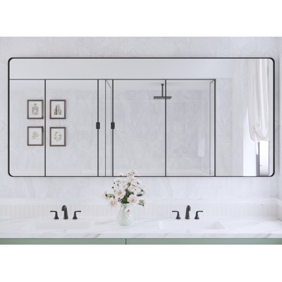 Lesamuel Filleted Corner Wall Mounted Bathroom and Vanity Mirror With Aluminum Frame