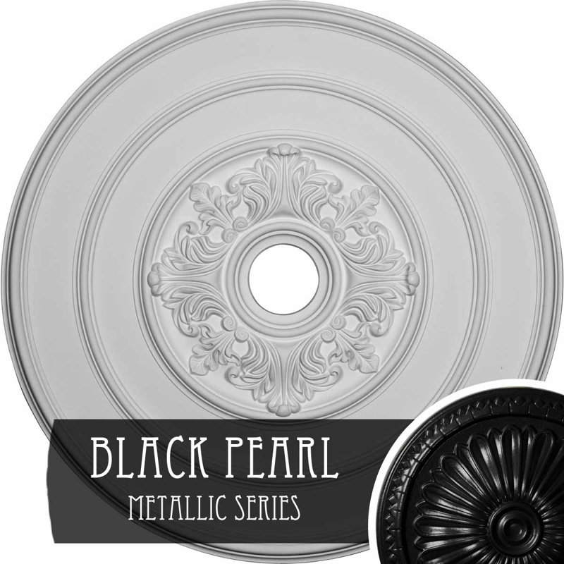 Médaillon de plafond endurathane traditionnel avec feuilles d'acanthe, DO 26 po x P 3 1/8 po x P 1 1/2 po (convient aux auvents jusqu'à 4 1/4 po)