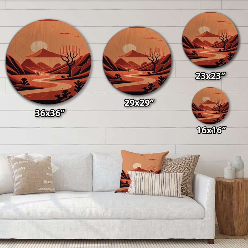 Pleine lune sur les montagnes en terre cuite IV - paysage de montagnes, art mural en bois - bois de pin naturel