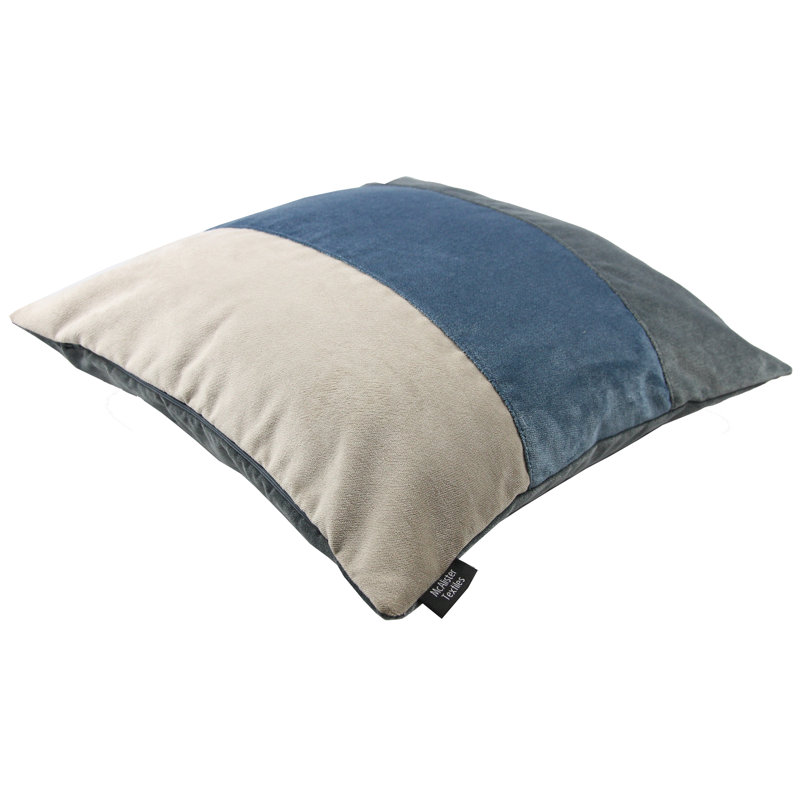 Epicurus Patchwork Square Throw Cushion, 49 x 49cm, Petrol Blue/Beige