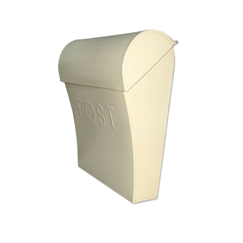 Cream Off-White Metal Wall Mount Mailbox with Lock