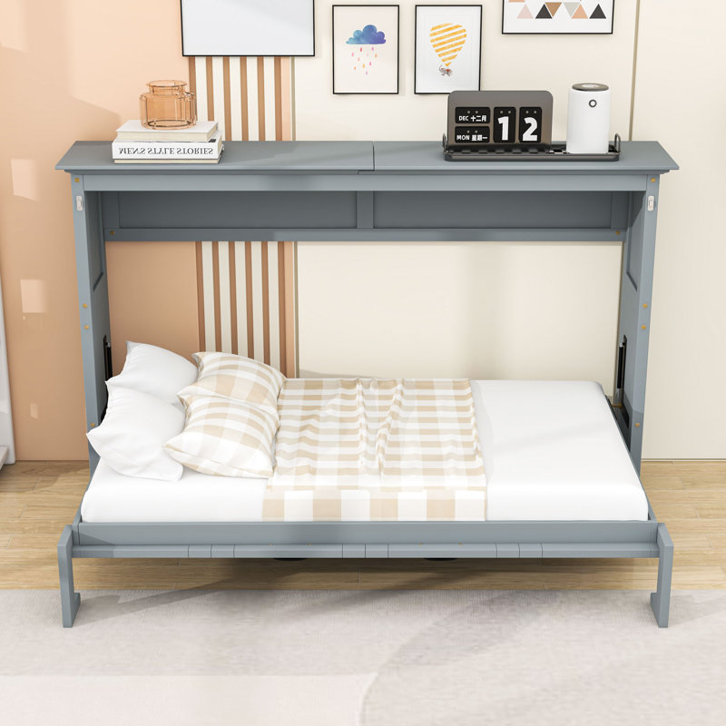 Lit simple escamotable en bois avec lattes