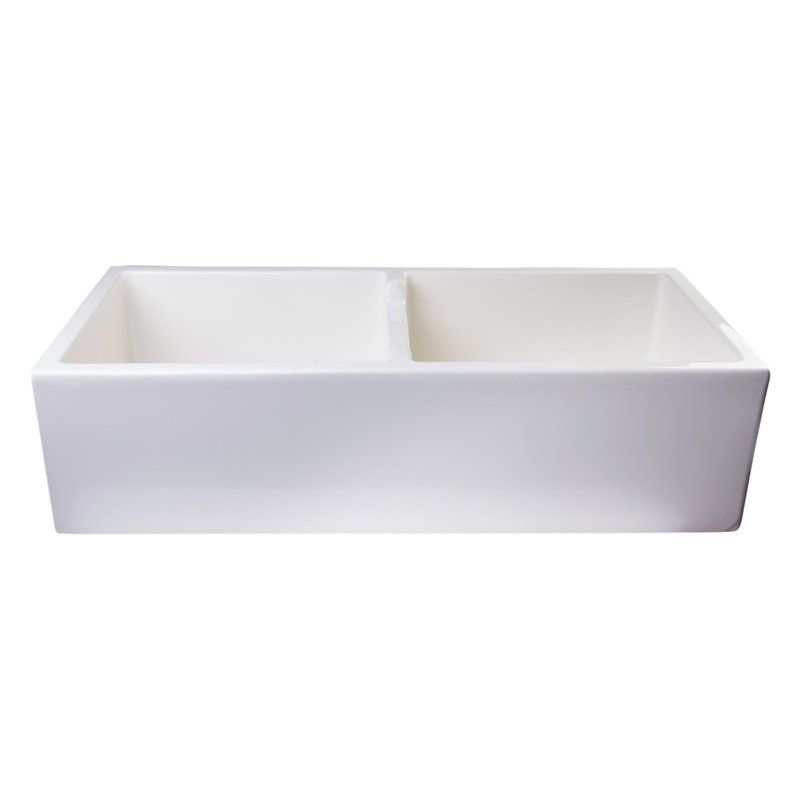 Évier de cuisine à double cuve à tablier frontal 39,5 po x l 18 po, Biscuit