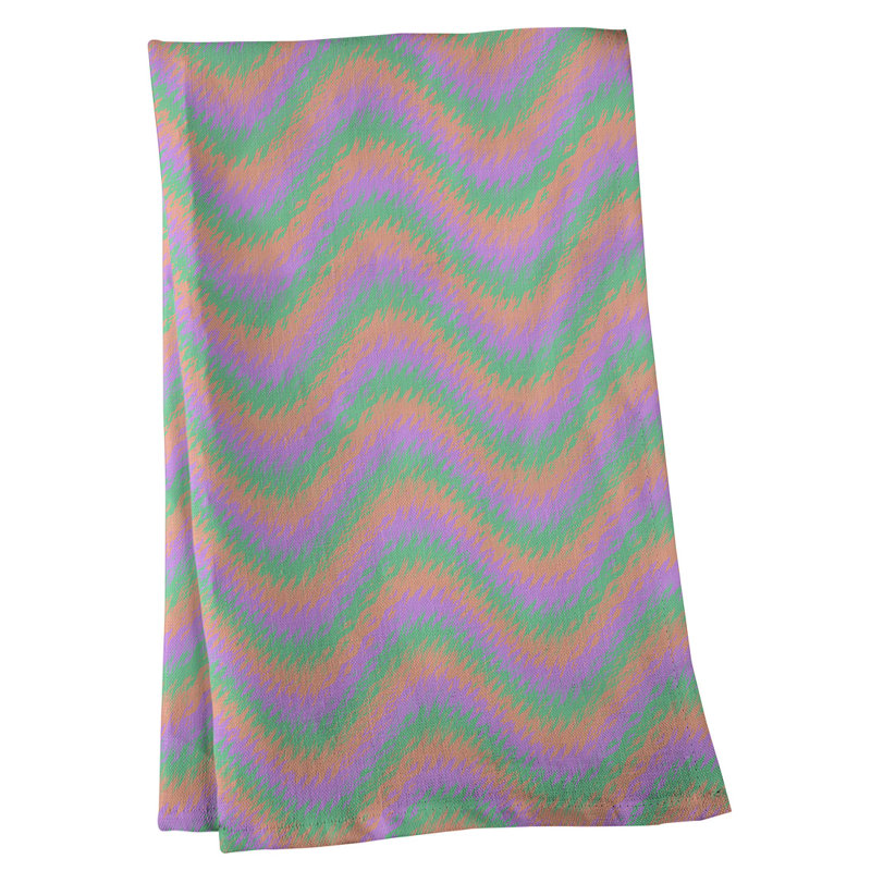 Torchon à rayures ondulées, Polyester sergé, Orange / mauve / vert