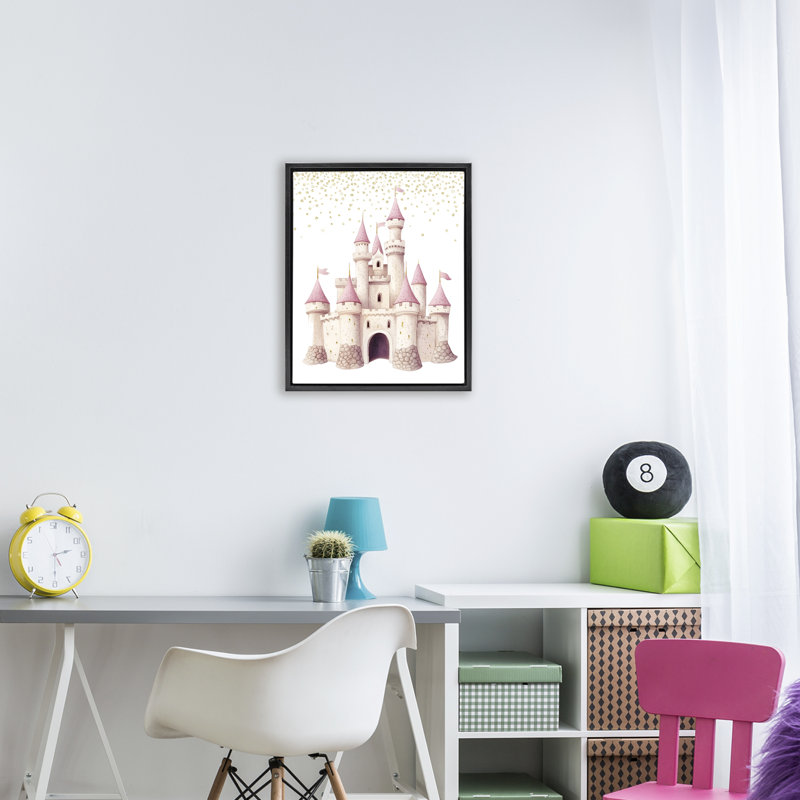 Cadre flottant Princess Dreams Castle, design par Christine Simpson Art, Cadre flottant noir de jais, H 21 po x l 17 po