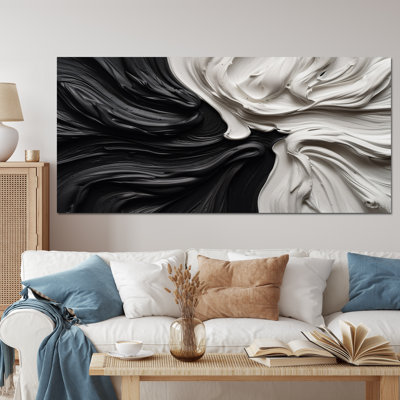 Noir et blanc marbré Dreamscape IV - art mural abstrait géométrique