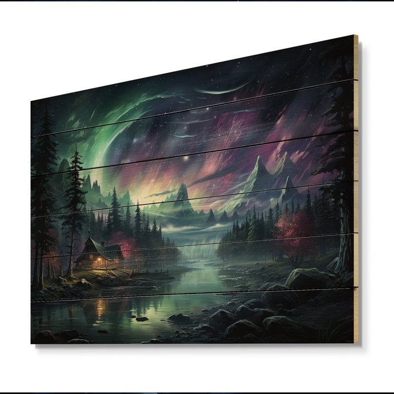 Northern Lights Ethereal Enchantment I sur impression sur bois, H 10 po x l 20 po x P 0,78 po
