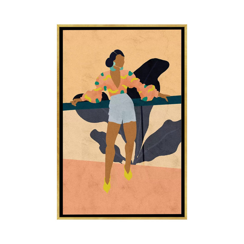 «Julie» par Reyna Noriega - reproduction imprimée, H 40 po x l 26 po x P 1,5 po, Toile encadrée d'or, Pas de tapis
