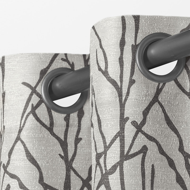 Bellicent Floral Semi-Sheer Grommet Curtain Panels, 54" W x 108" L, Black Pearl