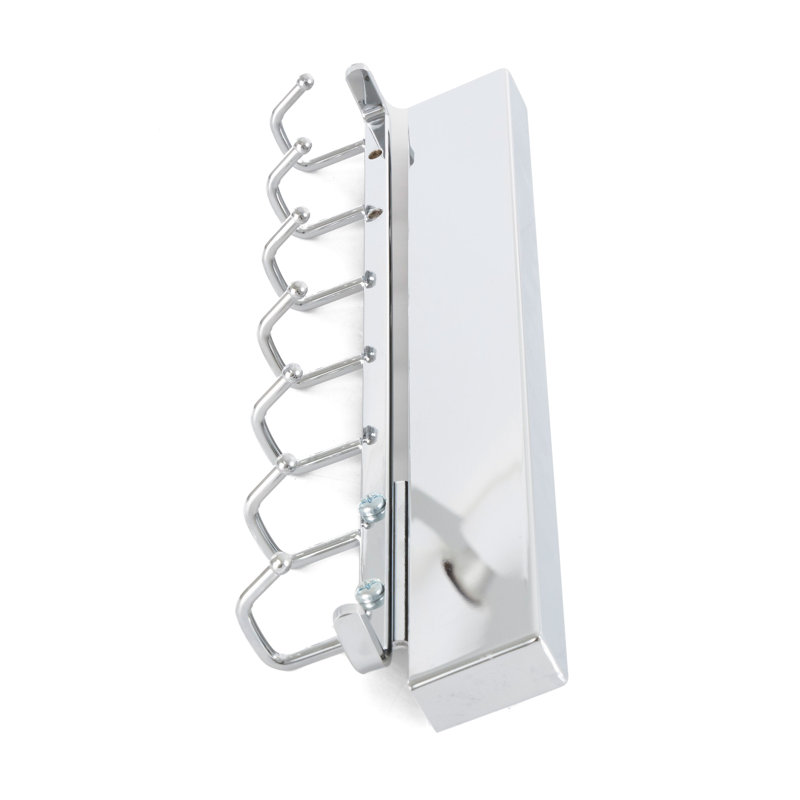 Chrome 14'' Sliding Belt and Accessory Rack with 7 Hooks