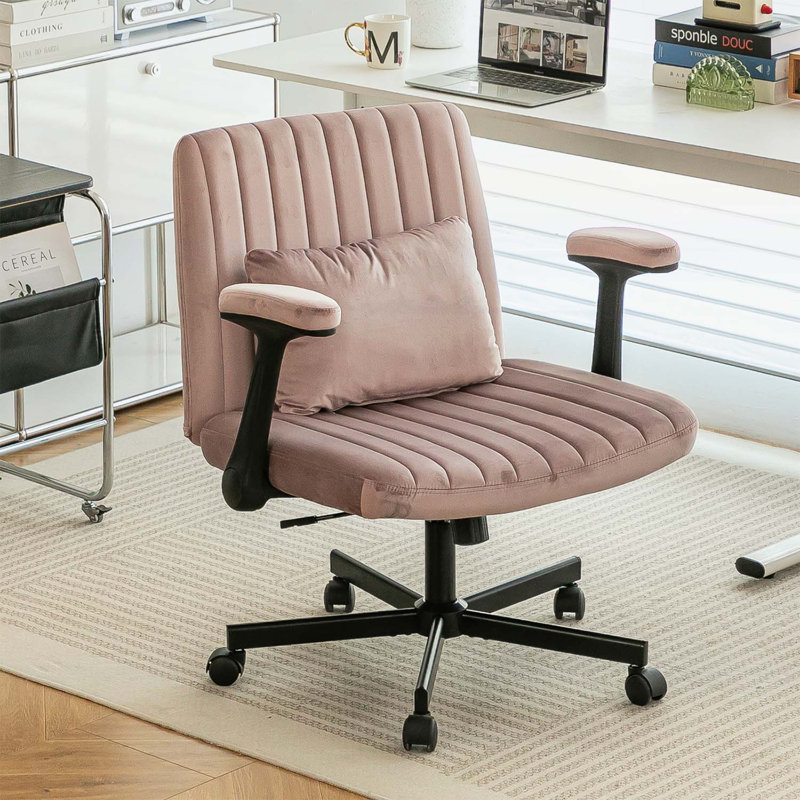 Chaise de bureau ergonomique à roulettes, Rose