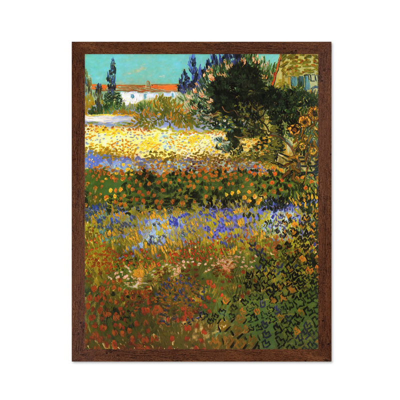 Van Gogh - Jardin fleuri à Arles, Affiche, H 12 po x l 16 po, Encadrement brun