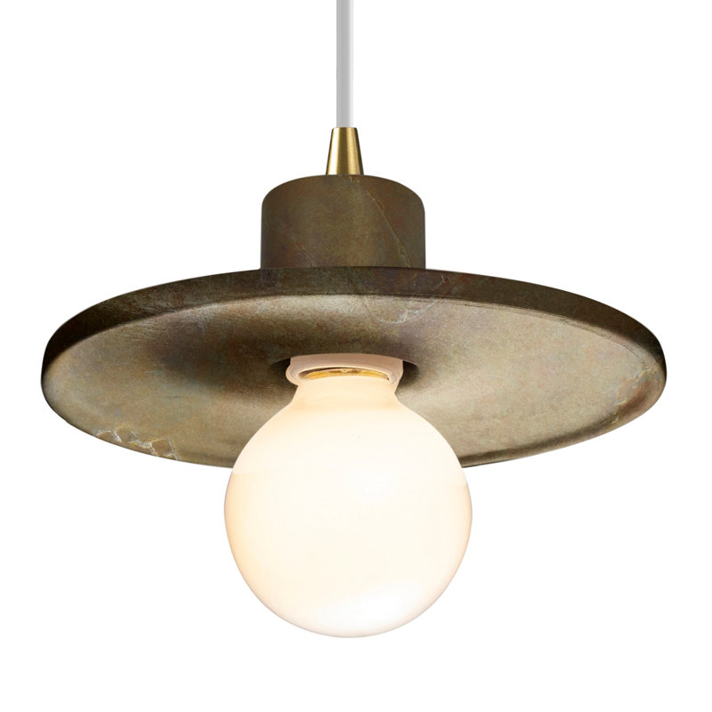 Leni - Light Single Pendant, Tierra Red Slate, Antique Brass