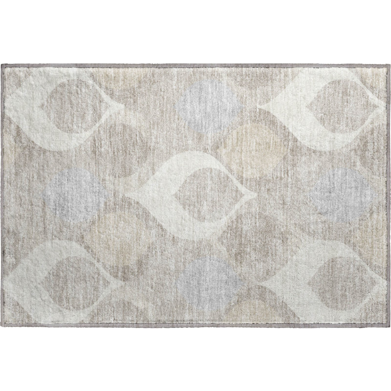 Premium Machine Washable Lisse Ivory Rug, Rectangle 1 pi 8 po x 2 pi 6 po