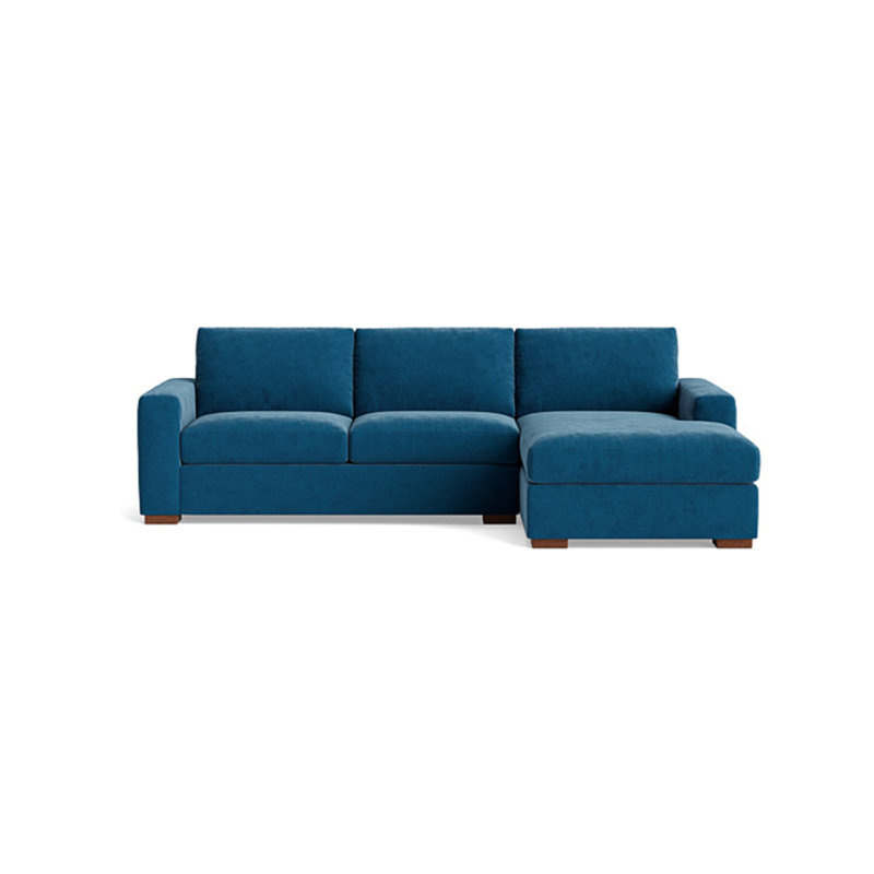 Couch Potato Sectional, Right Hand Facing, Performance Velvet - Denim