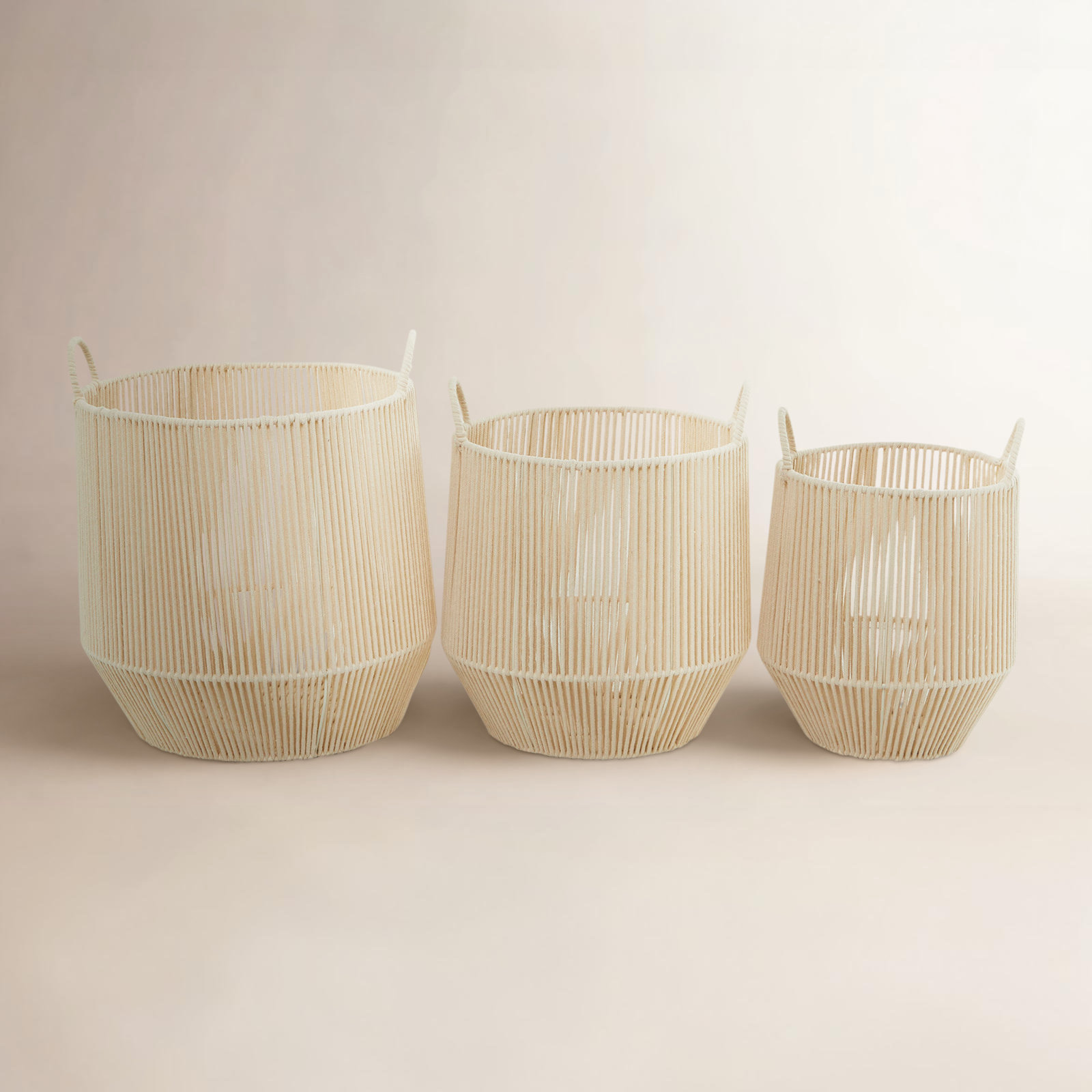 Handmade Bamboo Basket - Set of 3, 17.7" H x 15.75" W x 16.25" D