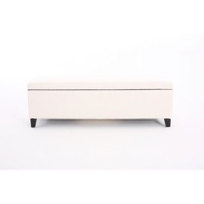 Comfortable Fabric For Bedroom Use - 50.05" L X 17.53" W 16.36" H Elegant Storage Bench With Soft Seat Cover White