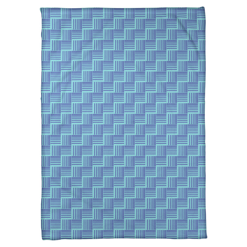 Couverture polaire à rayures classic basketweave, l 60 po x L 80 po, Sarcelle / Bleu