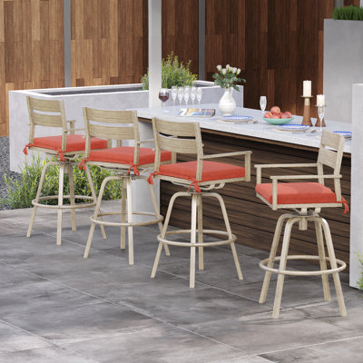 Tabouret de bar rotatif en aluminium 28,7 po avec coussin Sunbrella Tannah