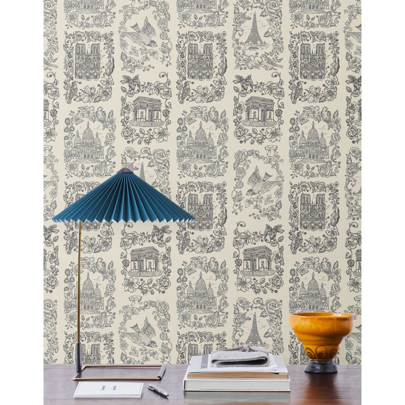 Je T'aime Paris Wallpaper | Traditional / Roll - 27" x 30', Parchment