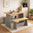 28.94" Chapman Compact Solid Wood 3-Piece Dining Set with Table & Benches – Natural Gray & Oak Finish-1053278270