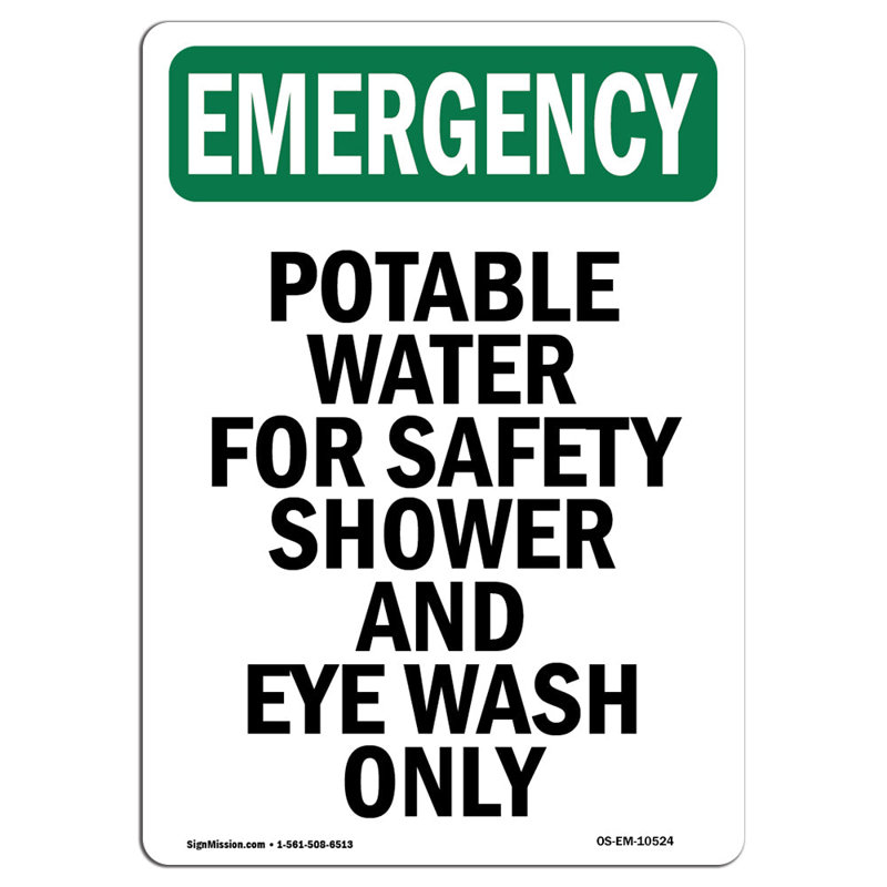 Eau potable pour douche sécuritaire, H 18 po x l 12 po x P 0,1 po